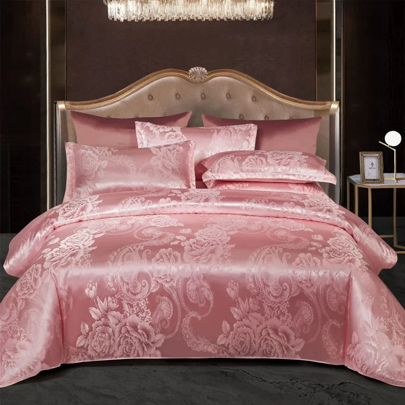 Satijnen Jacquard Dekbedovertrek Set 220x240 Tweepersoons Zomer Beddengoed Luxe Slaapkamer Dekbed Overtrekset