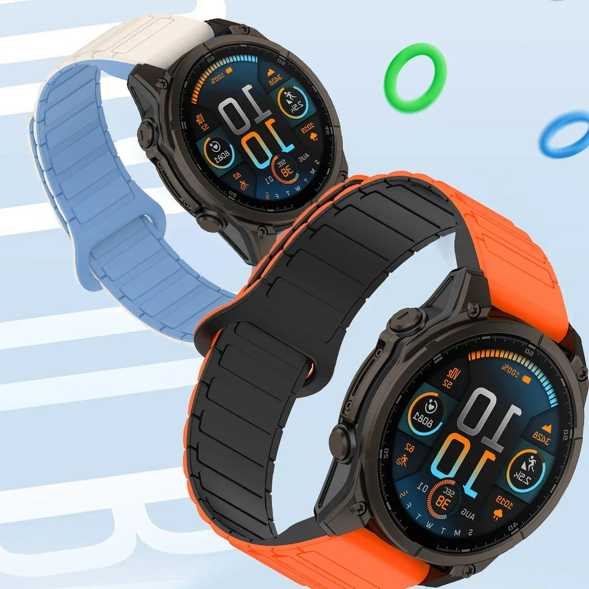 Magnetische Siliconen Smartwatch Band 20mm 22mm 26mm Verstelbaar Sportarmband Waterdicht Comfortabel Horloge