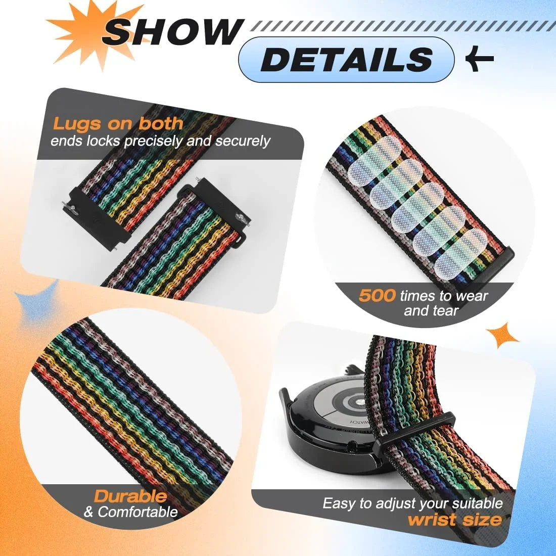 Verstelbare Nylon Sportband voor Smartwatch 20mm 22mm Ademend Polsband Sporthorloge Lichtgewicht Fitness