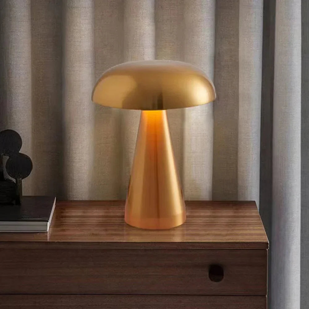 Decoratieve Paddenstoel Tafellamp LED Draadloos Oplaadbaar Metaal 21cm Drie Kleurtemperaturen Scandinavisch Design Nachtverlichting Sfeerlamp