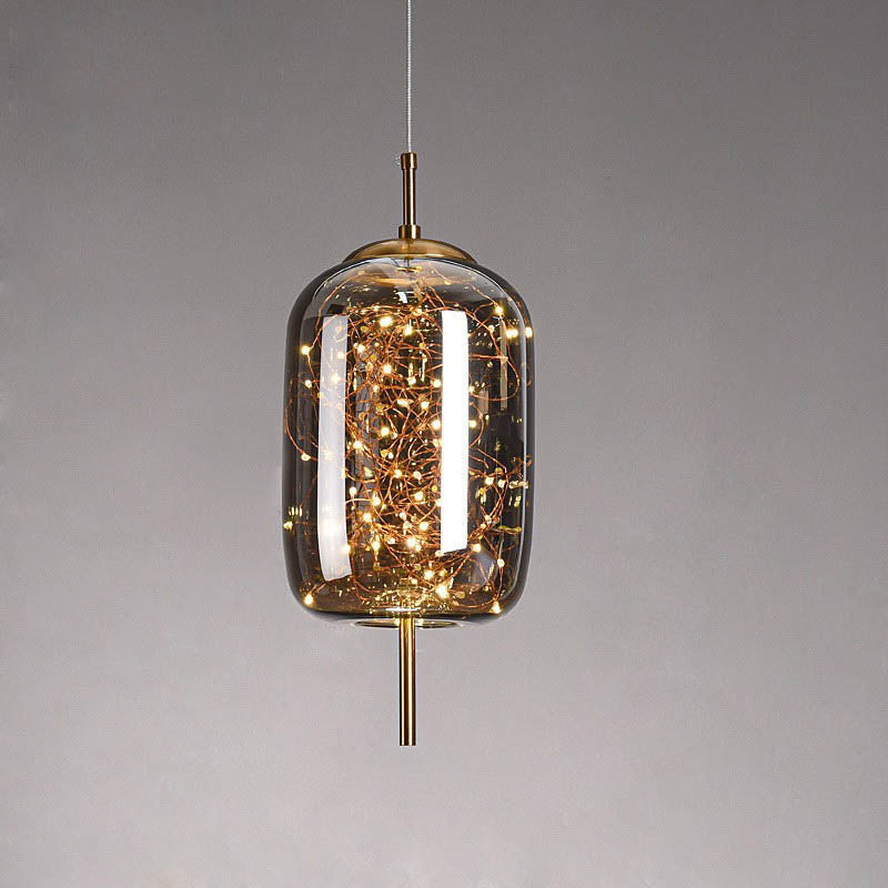 Glazen LED Hanglamp met Warm Scandinavisch Design - Amber of Grijs 24W