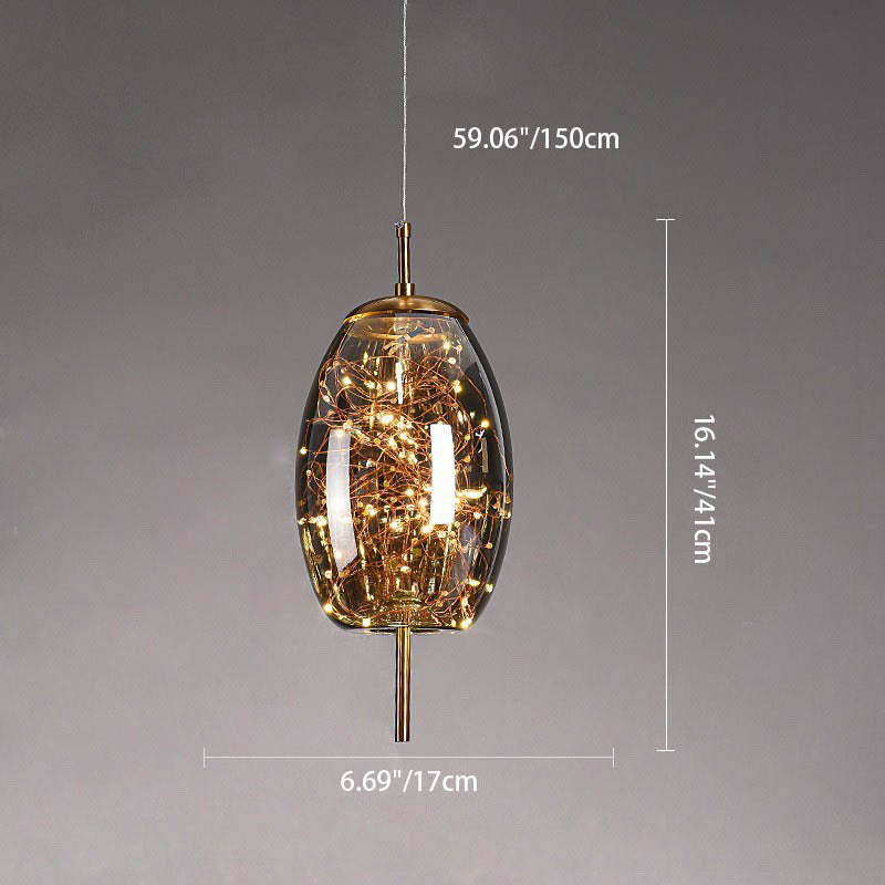 Glazen LED Hanglamp met Warm Scandinavisch Design - Amber of Grijs 24W