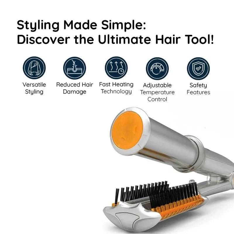 2-in-1 Roterende Haarstyler Borstel voor Volume en Glans - Professioneel Stylen Thuis