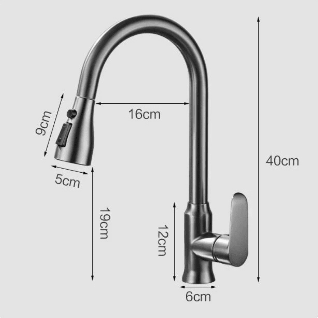 Uittrekbare Keukenkraan met Flexibele Douchekop 360° Rotatie RVS Mengkraan voor Spoelbak Keuken Wasbak
