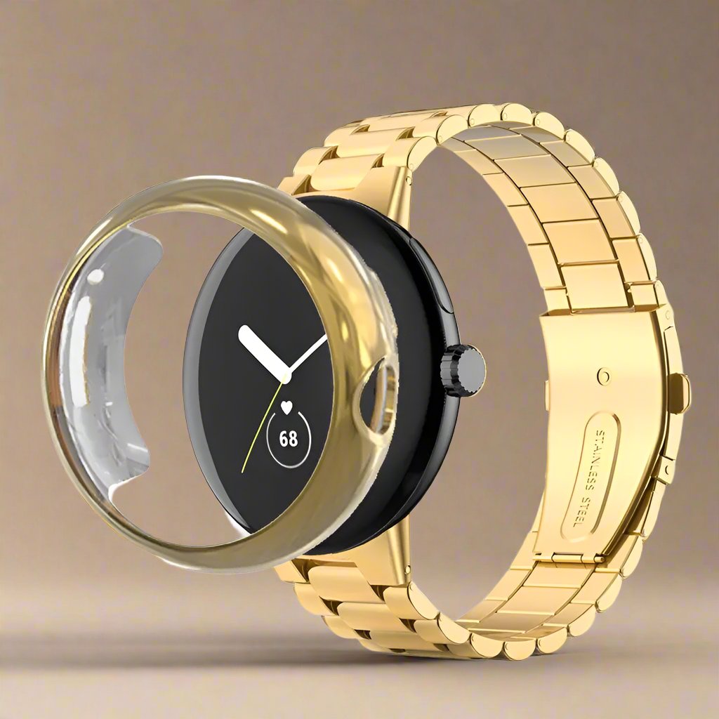 Roestvrijstalen Horlogeband met Beschermhoes Smartwatch Stalen Schakelband Metalen Polsband Universeel
