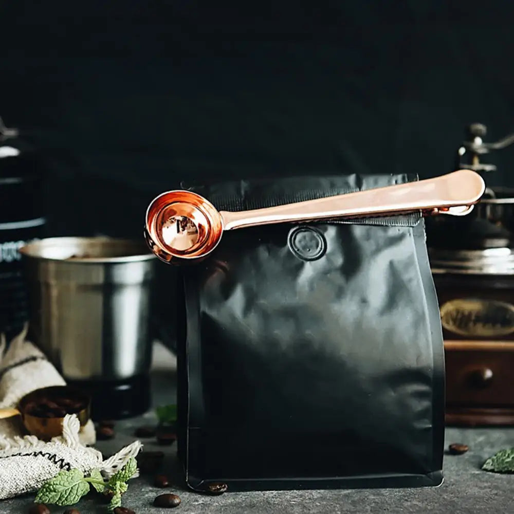 Koffielepel Clip RVS Goud Rosé Zwart Zilver Voedselzak Afsluiter Afmeetlepel Thee