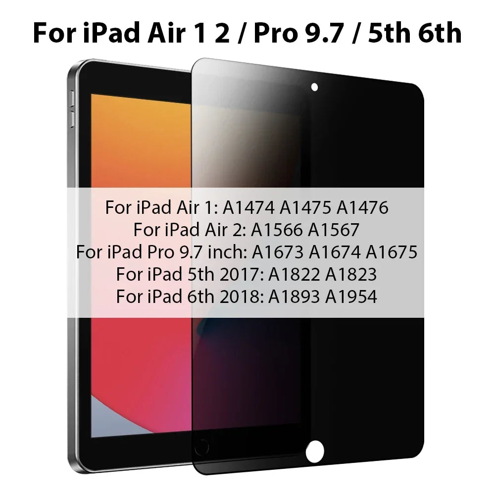 Privacy Screenprotector Gehard Glas voor iPad - Zijhoekbescherming Display Beveiliging Anti-Inkijk Screen