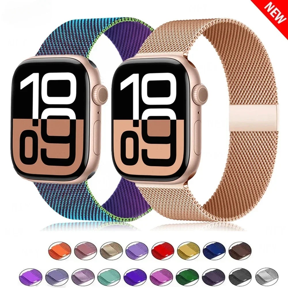 Milanese Mesh Horlogeband Roestvrij Staal Verstelbaar Magnetisch Slot Smartwatch 38-49mm Polsband Accessoire