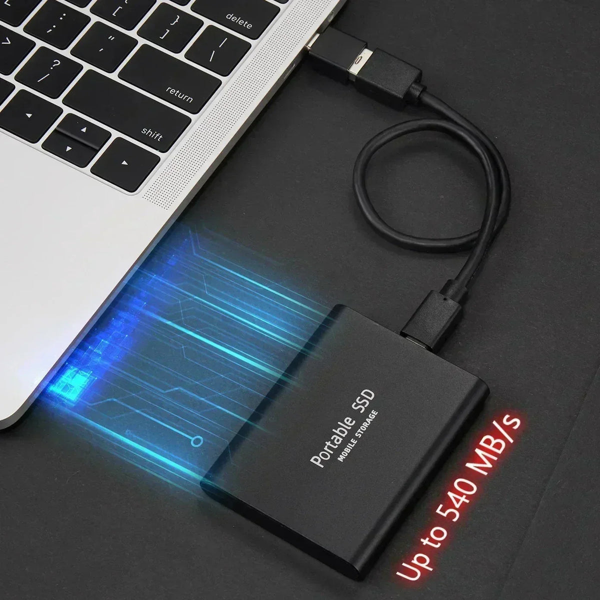 Externe SSD 2TB USB Schokbestendig Draagbaar Solid State Drive Zwart Blauw Rood Windows en macOS Plug and Play