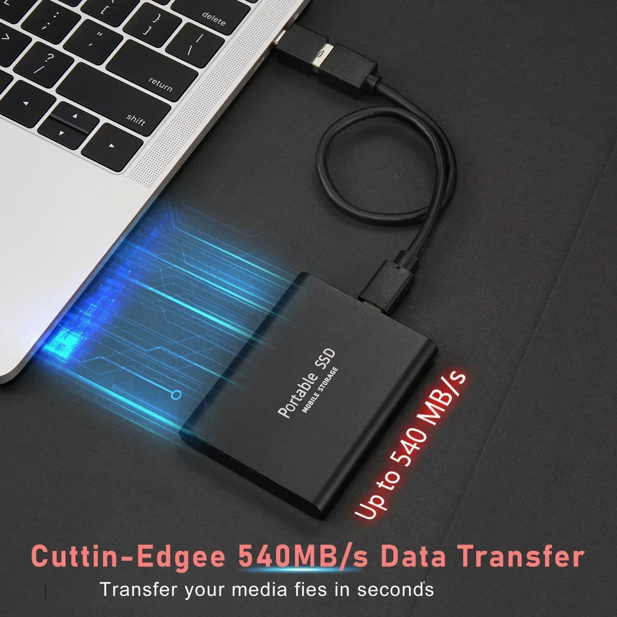 Externe SSD MacBook USB-C 3.1 Compact Plug and Play Zwart Blauw Rood Windows macOS Android