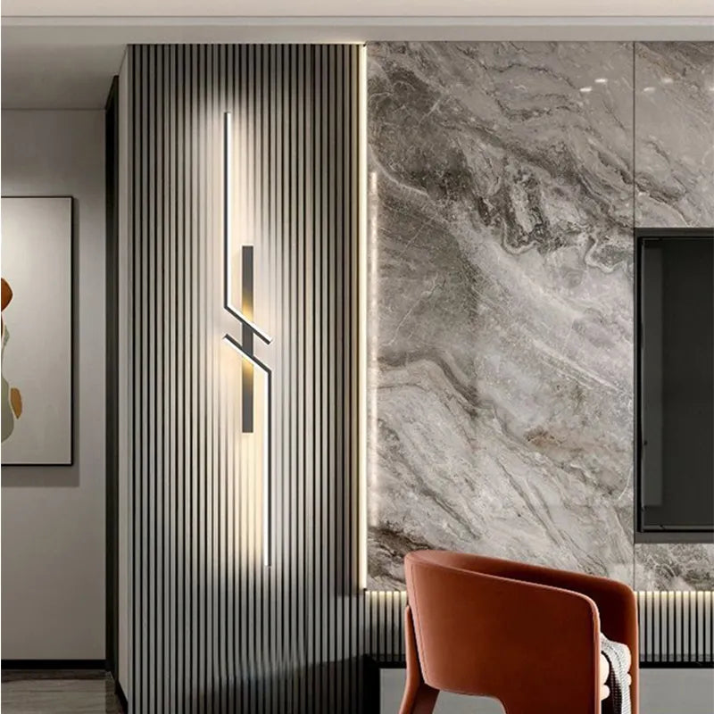 Geometrische LED Wandlamp Zwart 60-100cm Modern Design Woonkamer Slaapkamer Hal Sfeerverlichting Warm Wit