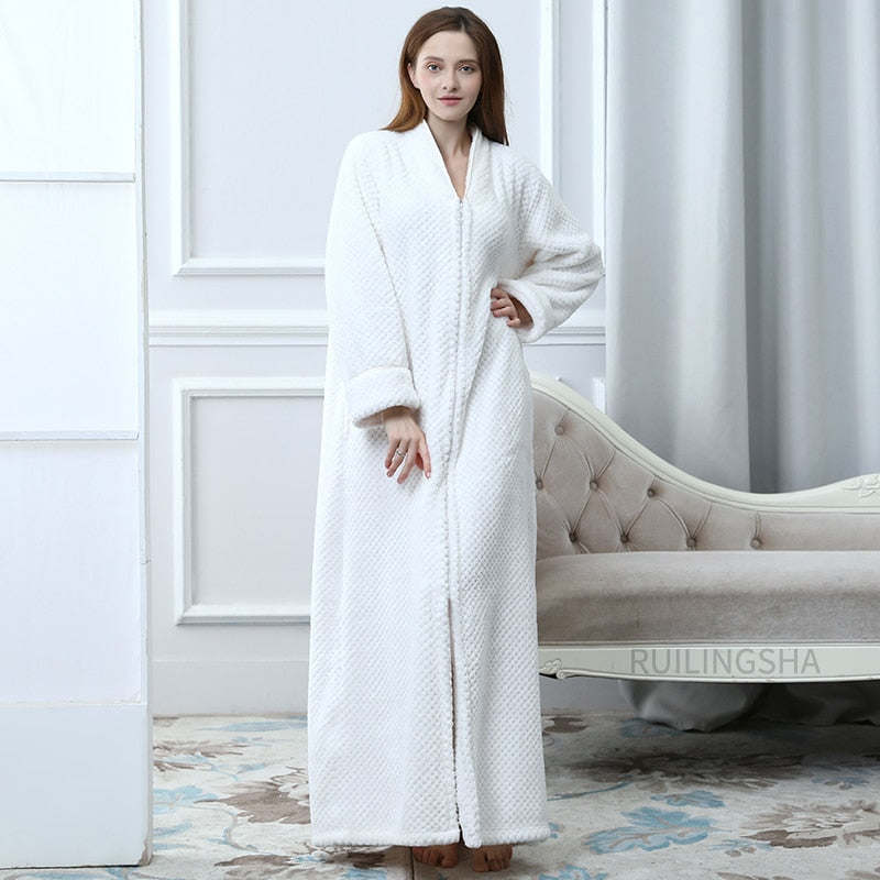 Warme Badjas met Rits en Capuchon Fleece Ochtendjas Unisex Loungewear Winter Huisjas voor Heren Dames