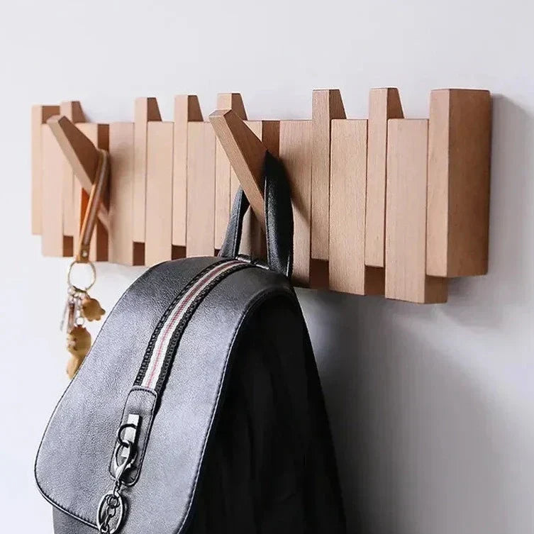 Magnetische Wandkapstok met Inklapbare Haken | 4-10 Haken | Hout