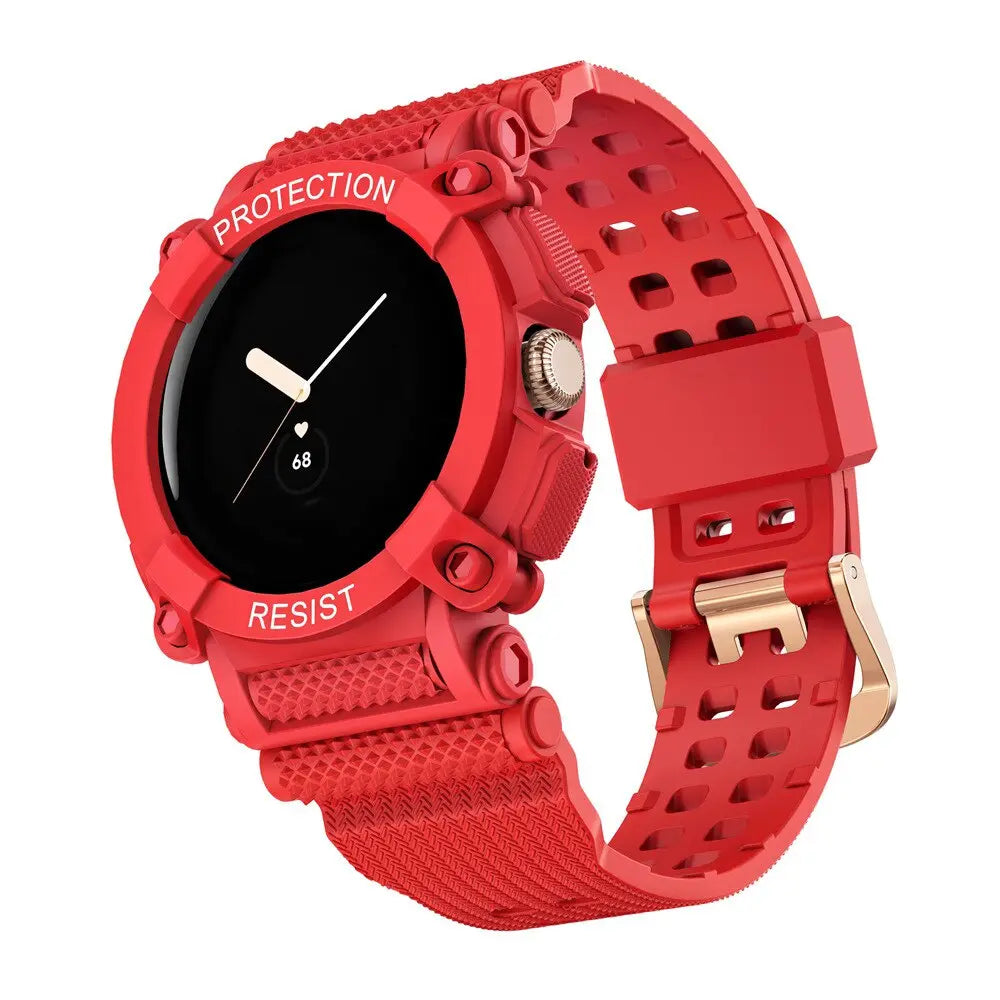 Smartwatch Bandje met Beschermhoes Pixel Watch Siliconen Sport Polsband Bumper Case Horloge Accessoire