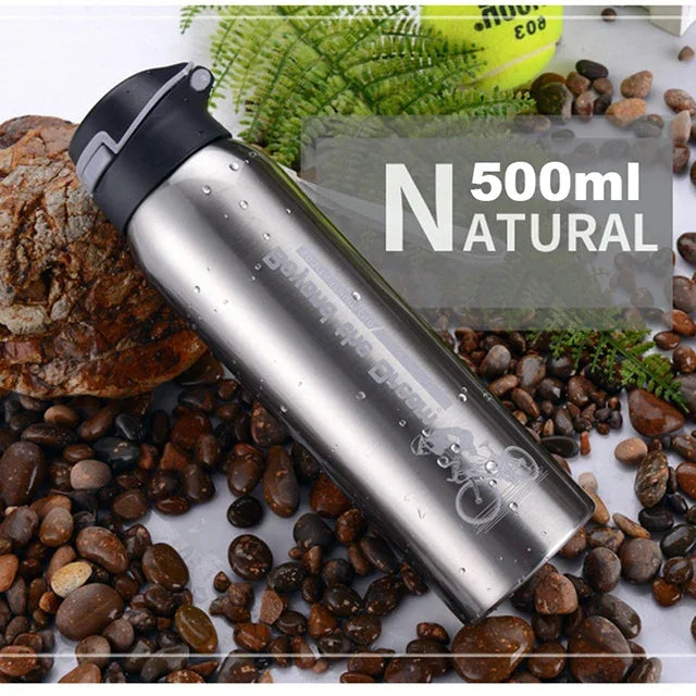 Thermosfles Fiets 500ml Dubbelwandig RVS Drinkfles Sportdop Draagkoord Isolatie Temperatuurbehoud Waterfles