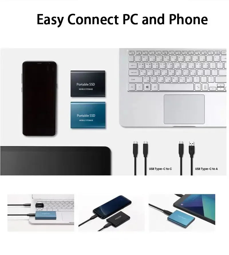 Externe SSD MacBook USB-C 3.1 Compact Plug and Play Zwart Blauw Rood Windows macOS Android