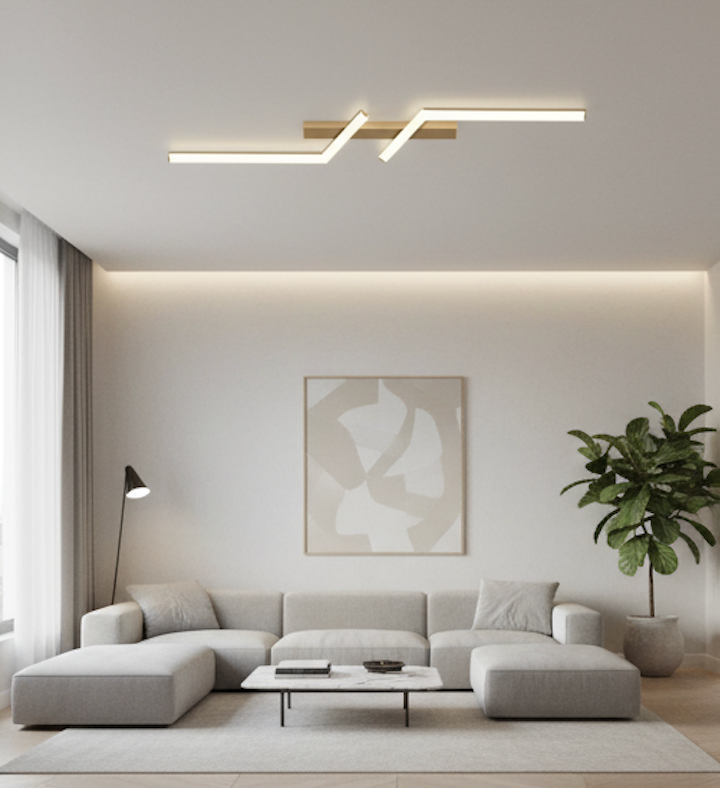 Plafondlamp LED Dimbaar Rechthoekig Goud Zwart 60-120cm Modern Plafondverlichting Woonkamer Slaapkamer