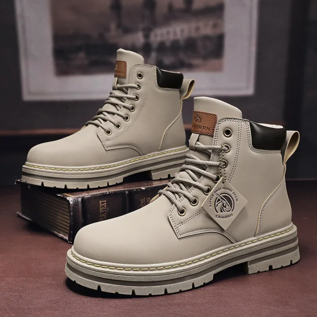 Heren Veterlaars met Orthopedische Steun Zwart Bruin Grijs | Leer Antislip Zool Comfortabel