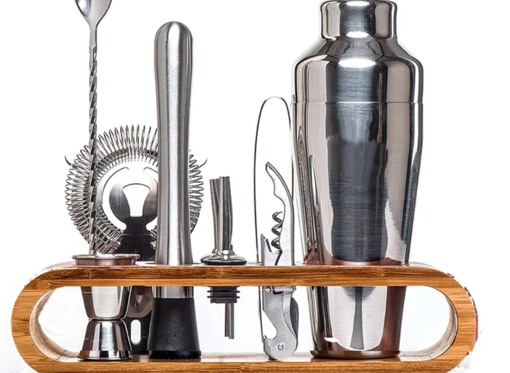 Professionele Barset 10-delig Metallic Cocktailshaker met Accessoires voor Thuisbar en Mixology