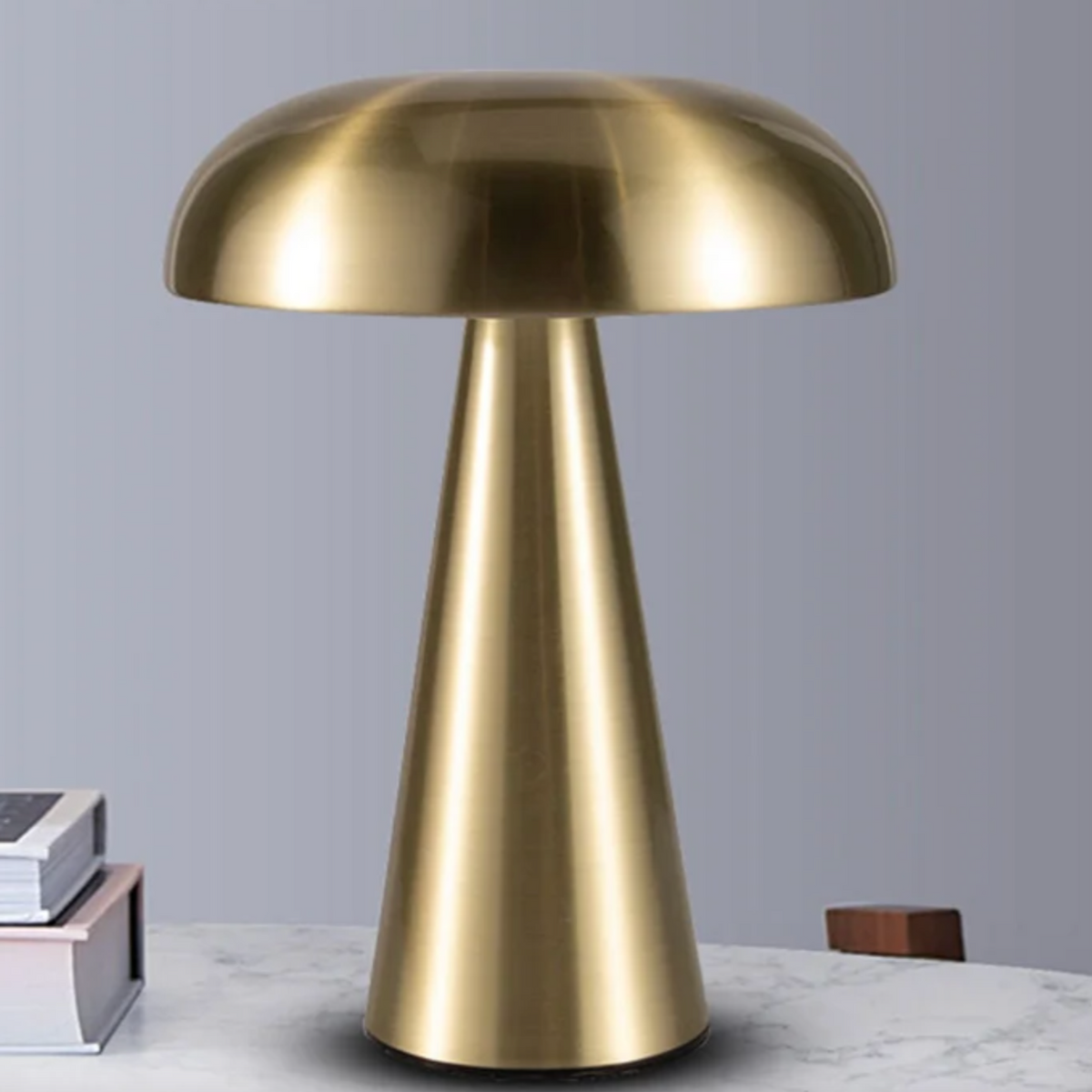 Decoratieve Paddenstoel Tafellamp LED Draadloos Oplaadbaar Metaal 21cm Drie Kleurtemperaturen Scandinavisch Design Nachtverlichting Sfeerlamp