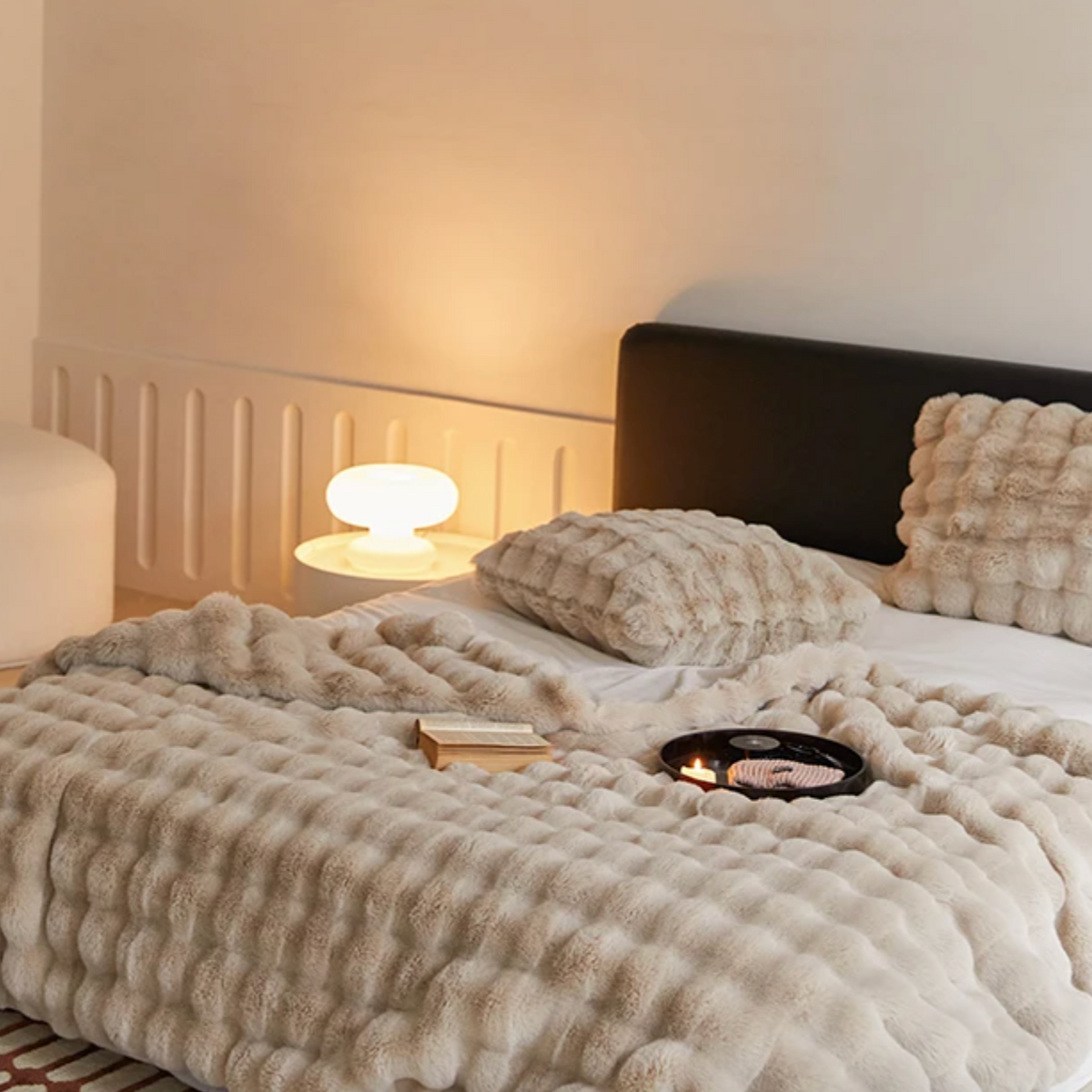 Zachte Imitatiebont Plaid - Luxe Konijnenbont Textuur - 160x200cm - Voor Bank & Bed