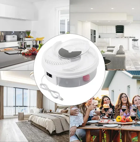 Automatische Vliegenvanger USB - Roterende Geruisloze Insectenval Zonder Chemicaliën 120m² Bereik - Veilig voor Kinderen en Huisdieren - Milieuvriendelijk