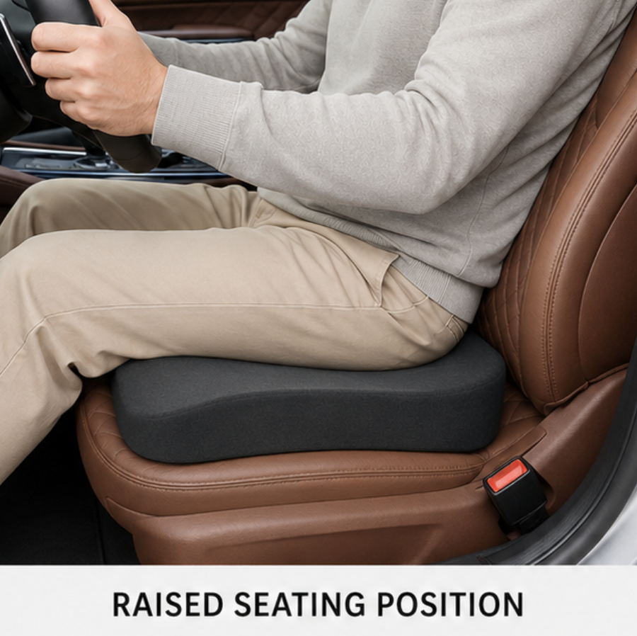 Ergonomisch Autokussen Wigvorm Memory Foam Zitverhoging Anti-Slip Ademend Comfort voor Lange Ritten Auto