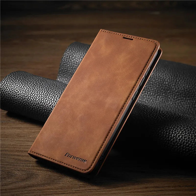Magnetische iPhone Flipcase Leer met Kaartvakken en Slimme Bescherming Dunne Telefoonhoes Flip Cover Wallet