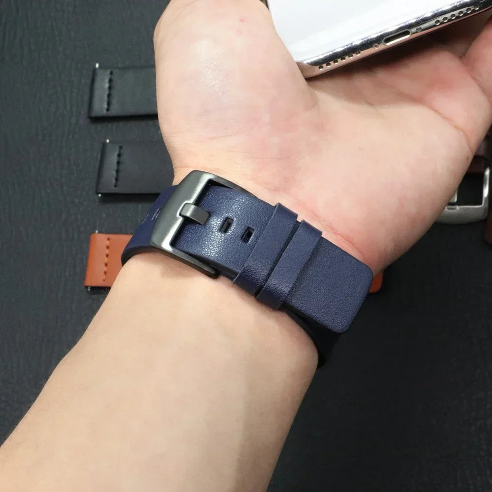 Leren Horlogeband met Snelsluiting 20mm 22mm 26mm Smartwatch Polsband Unisex Bruin Zwart Blauw Verstelbaar