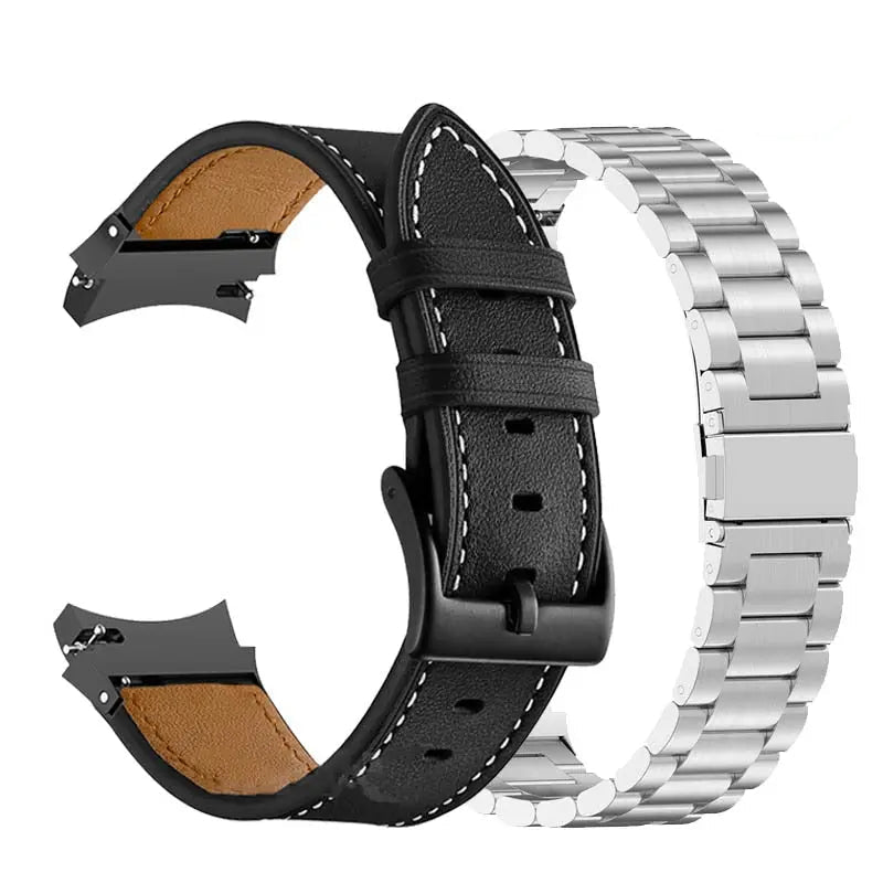 Premium Horlogeband Roestvrij Staal Leder Galaxy Watch 5 40mm 44mm 45mm Pro Verstelbaar Verwisselbaar Polsband