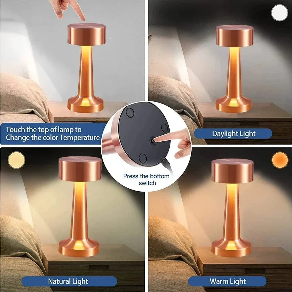 Draadloze Design Tafellamp LED Metaal Acryl Dimbaar Touch Sfeerlamp Industrieel