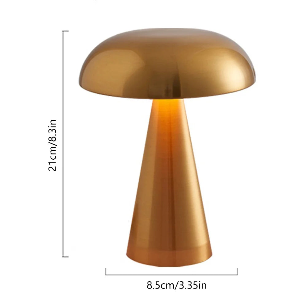 Decoratieve Paddenstoel Tafellamp LED Draadloos Oplaadbaar Metaal 21cm Drie Kleurtemperaturen Scandinavisch Design Nachtverlichting Sfeerlamp