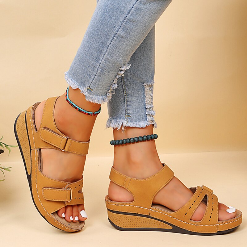 Dames Orthopedische Sandalen Klittenband Zacht Zomerschoeisel Antislip Ademend Verstelbaar Vrijetijdsschoenen
