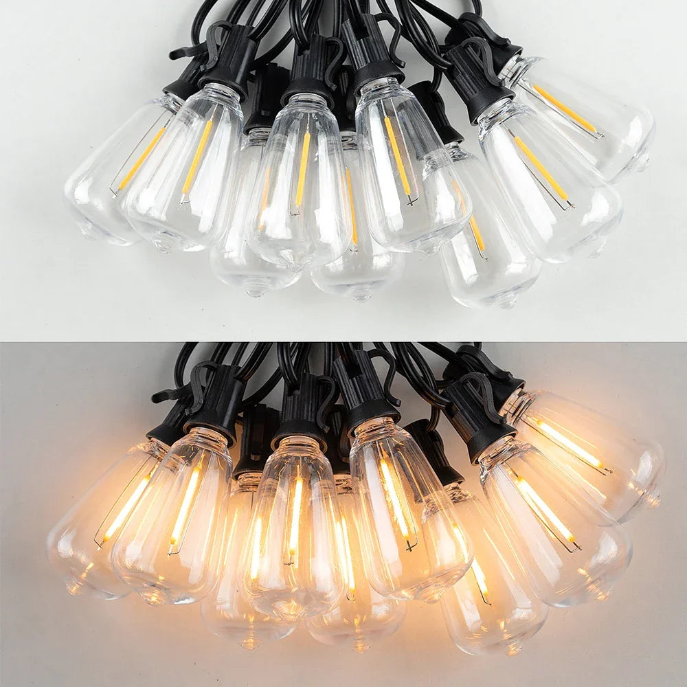 Weerbestendige Tuinverlichting met 15 Onbreekbare Lampen 10 Meter Snoer Zwart Tuinverlichting Feestverlichting IP44 LED Verlichting Buiten