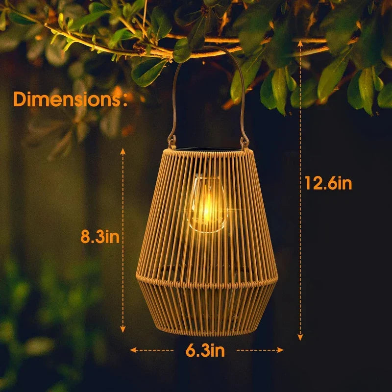 Solarlantaarn Rotan Sfeerverlichting LED Automatische Sensor Waterdicht IP65 Draadloos Tuinlamp 21cm