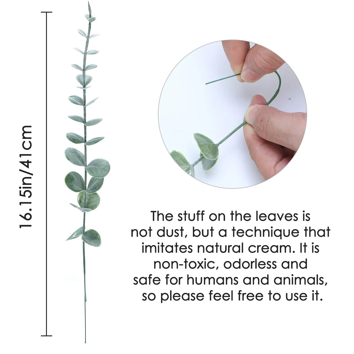 Kunsttak Eucalyptus Groen Naturel - Decoratieve Nep Eucalyptus Takken voor Vaas - Botanische Arrangement Accessoire 41 cm