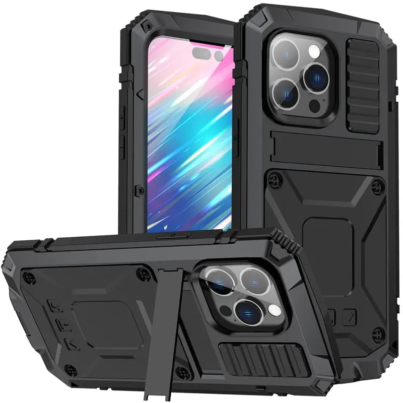 Metalen iPhone Hoesje 11 12 13 14 Series Schokbestendig Heavy Duty Robuust Beschermhoes Stevige Bumper