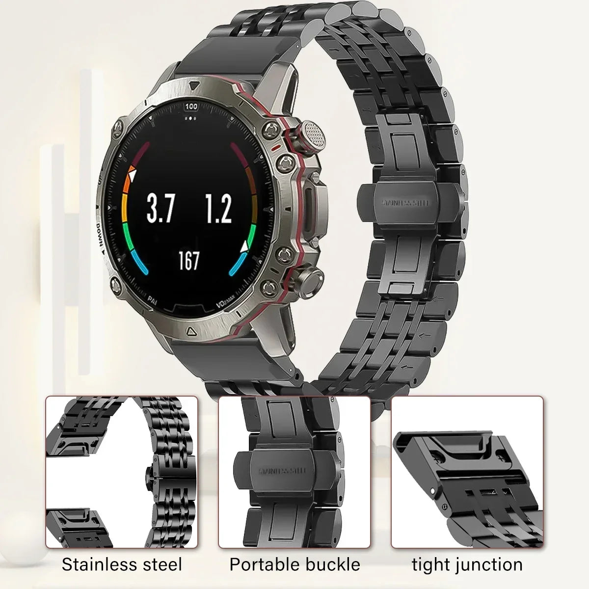 RVS Horlogeband Schakelarmband Metaal 20mm 22mm 26mm Polsband Smartwatch Accessoire Universeel Vervangband
