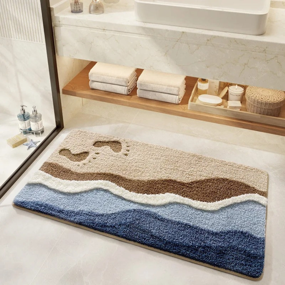 Badmat Microvezel Antislip Blauw Beige Badkamer Douchemat Zacht Absorberend Wasbaar Vloerkleed Badkamer