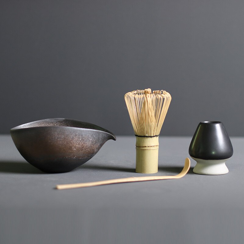 Japanse Matcha Theeset 4-delig Bamboe Keramiek Traditionele Ceremonie Klopper Kom Lepel Theeservies Thee