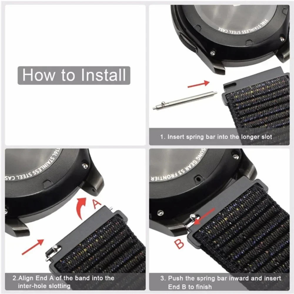 Nylon Sportband Smartwatch 20mm 22mm Ademend Lichtgewicht Loop Polsband Verstelbaar Training Fitness