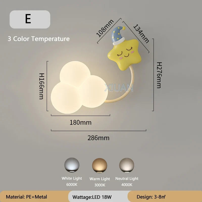 LED Wandlamp Kinderkamer met Vliegtuig Wolk Regenboog Ster Motief Drie Lichttemperaturen Dimbaar Sfeerlicht