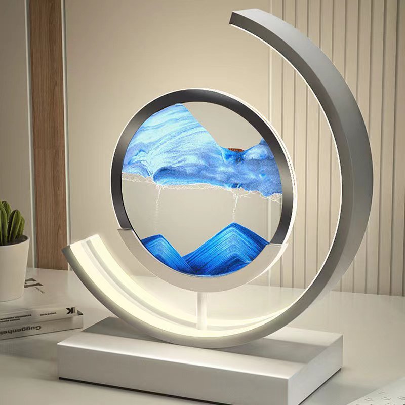 LED tafellamp acryl draaibaar zandlandschap zwart woonkamer slaapkamer sfeerlamp nachtlamp decoratieve lamp