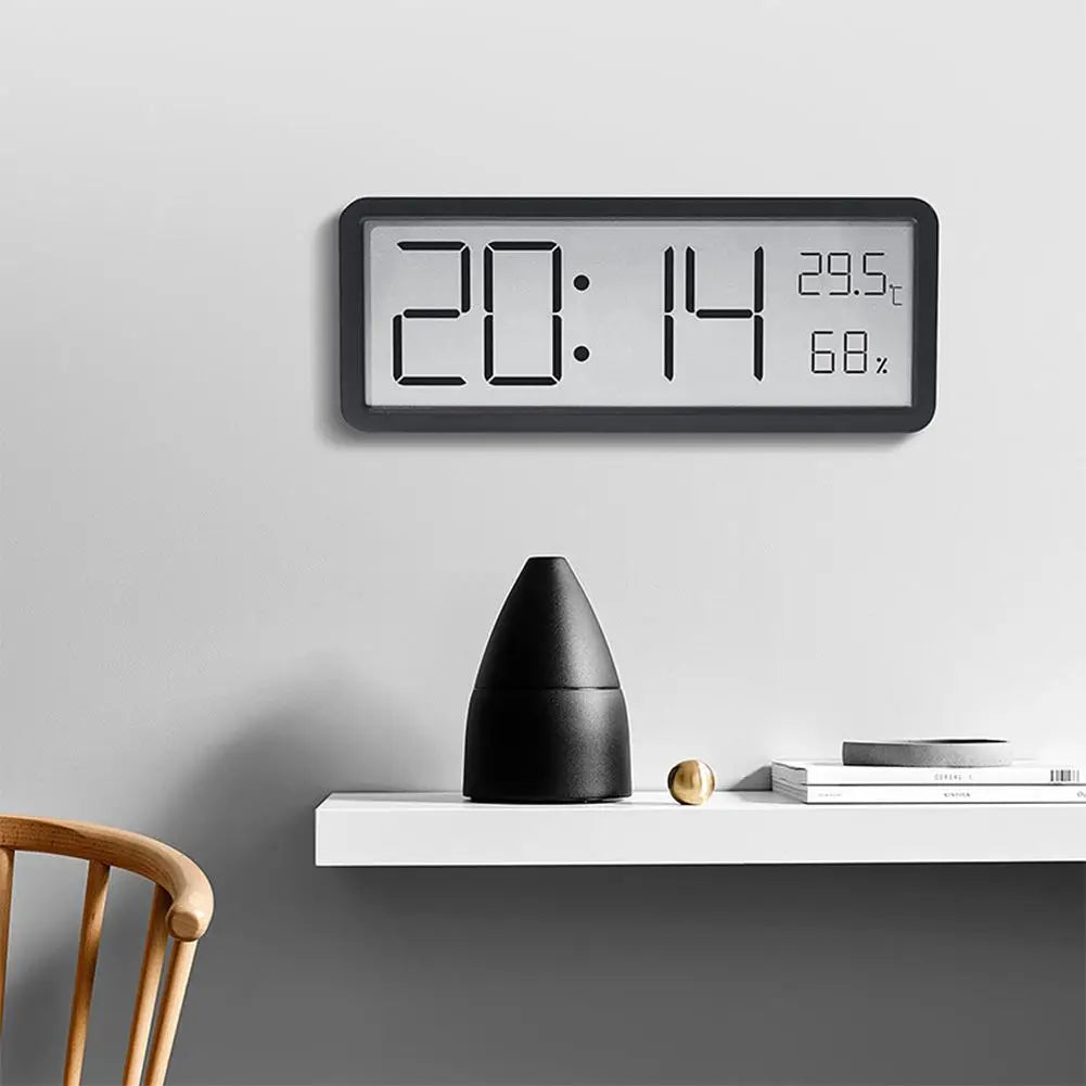Digitale Wandklok met LED-Display - Temperatuur & Tijd - Modern Design - Wit & Zwart