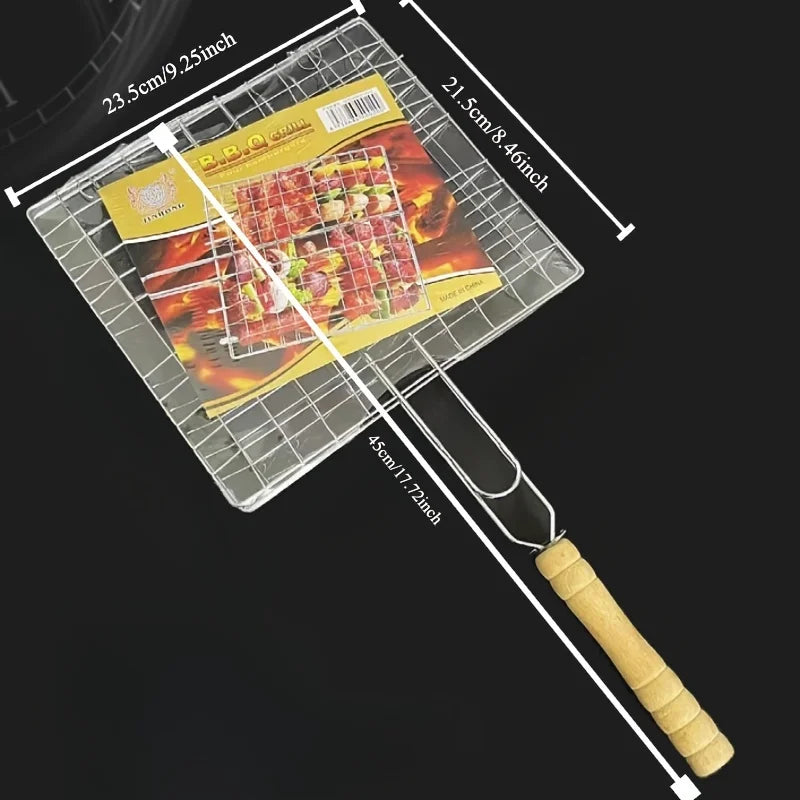 Inklapbare Grillmand Roestvrij Staal Antiaanbak BBQ Groente Vlees Vis Camping Barbecue Houtskool Grill