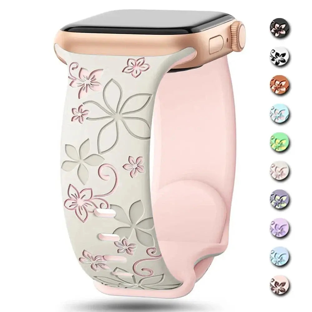 Siliconen Smartwatch Bandje Bloemenprint Verstelbaar Polsband Sportief Comfortabel Dagelijks Gebruik