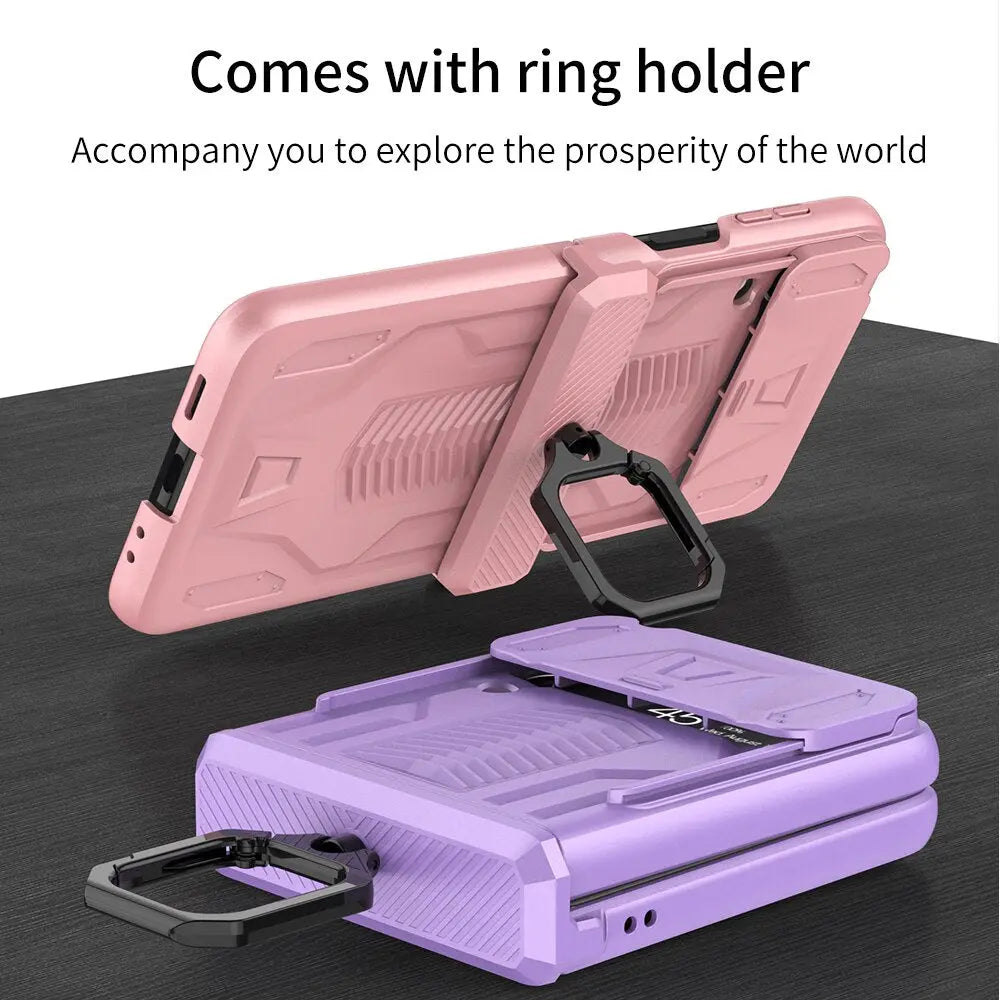 Magnetische Vouwtelefoonhoes met Ringhouder voor Z Flip 3 & 4 Klapcamera Schokbestendig Beschermhoesje