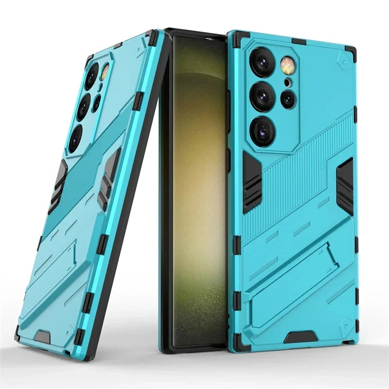 Schokbestendige Telefoonhoes Samsung Galaxy met Standaard Zwart Blauw Grijs Beschermhoes Smartphone Hoesje