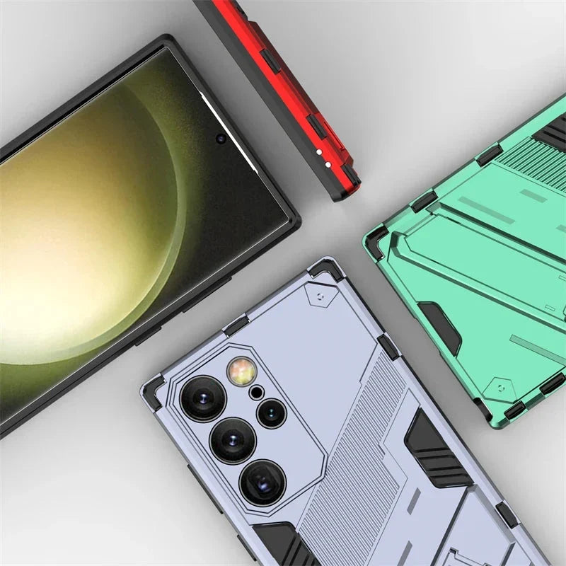 Schokbestendige Telefoonhoes Samsung Galaxy met Standaard Zwart Blauw Grijs Beschermhoes Smartphone Hoesje