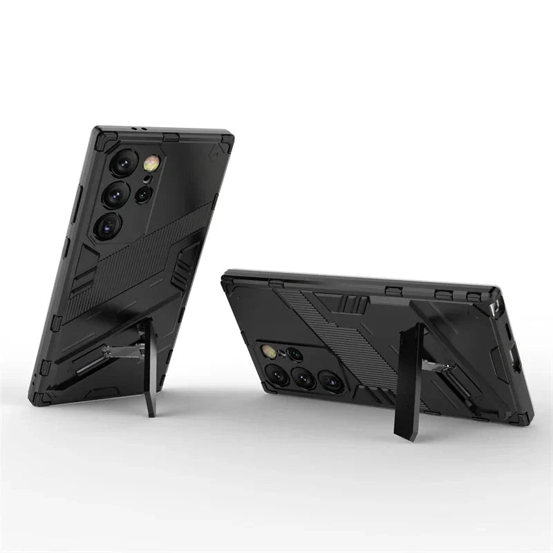 Schokbestendige Telefoonhoes Samsung Galaxy met Standaard Zwart Blauw Grijs Beschermhoes Smartphone Hoesje